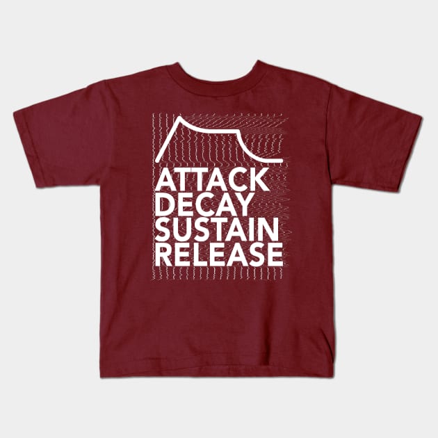 Attack, Decay, Sustain, Release Glitch Synthesizer Kids T-Shirt by DankFutura